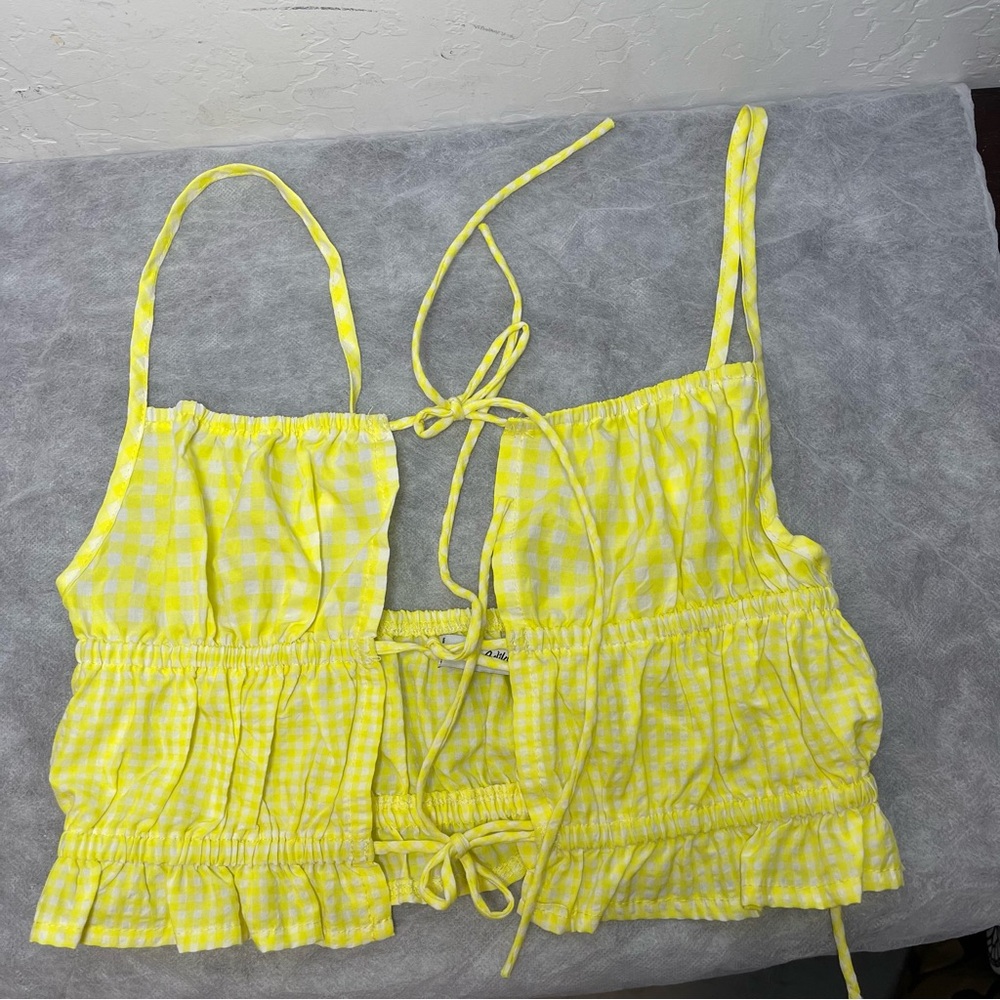 Adika Yellow Gingham Top SZ:M